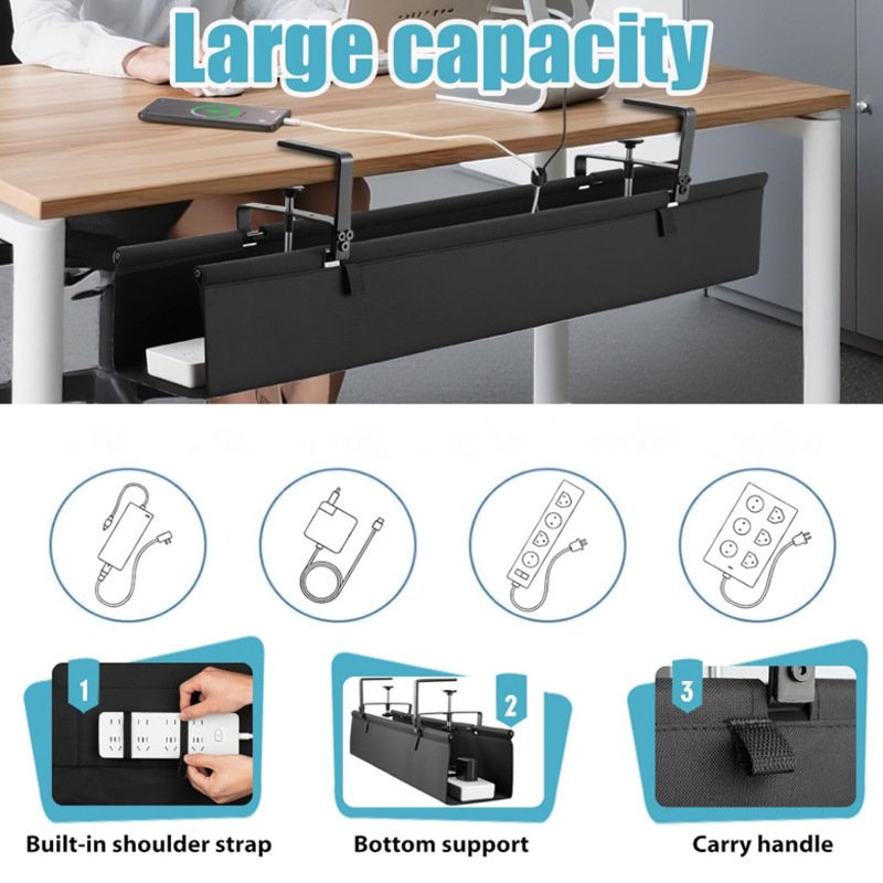 Under-Desk Cable Management Tray – Clamp-On Desk Organizer – Image 6