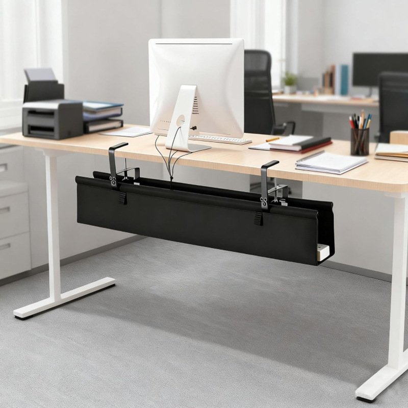 Under-Desk Cable Management Tray – Clamp-On Desk Organizer