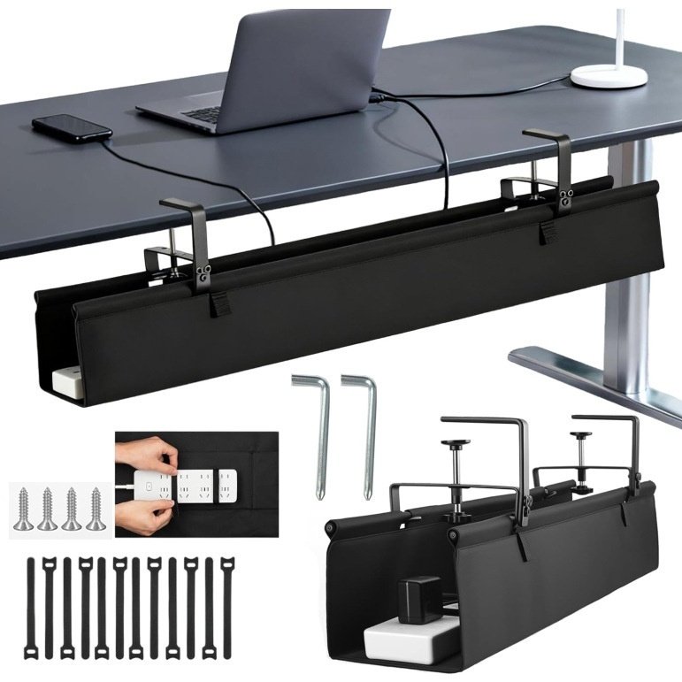 Under-Desk Cable Management Tray – Clamp-On Desk Organizer – Image 2